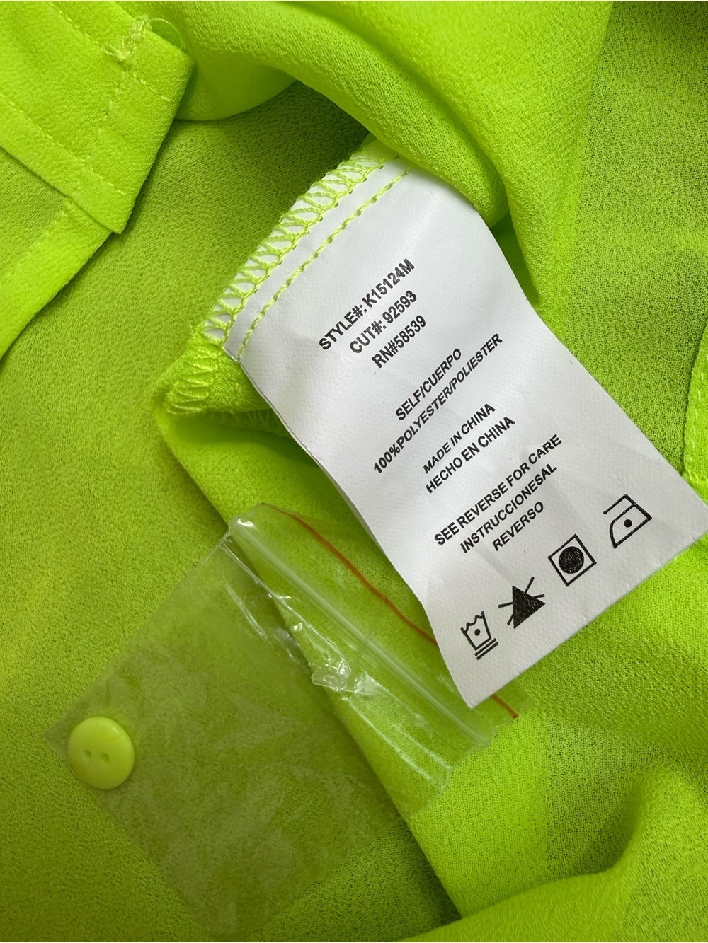Kut From The Kloth Neon Green Sheer Button Down Long Sleeve Small Blouse NWOT - Picture 6 of 8
